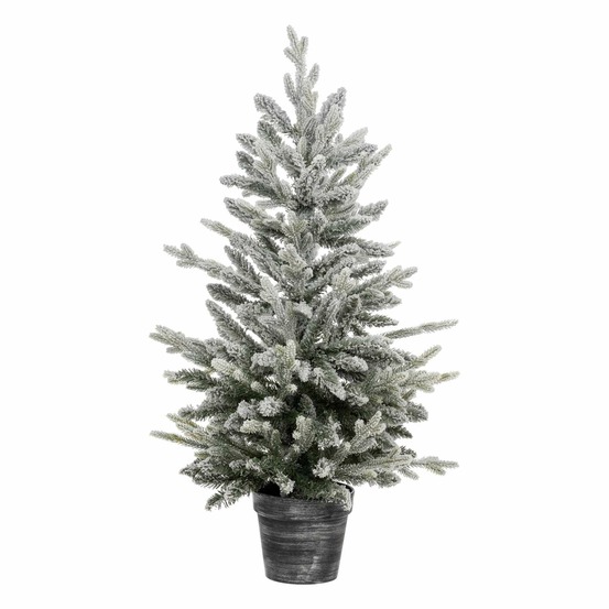Sapin de noël artificiel frosty en pot - h. 100 cm - blanc
