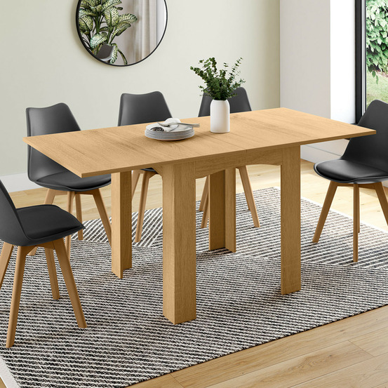 Table à manger extensible rectangle dona 4-8 personnes hêtre 80-160 cm