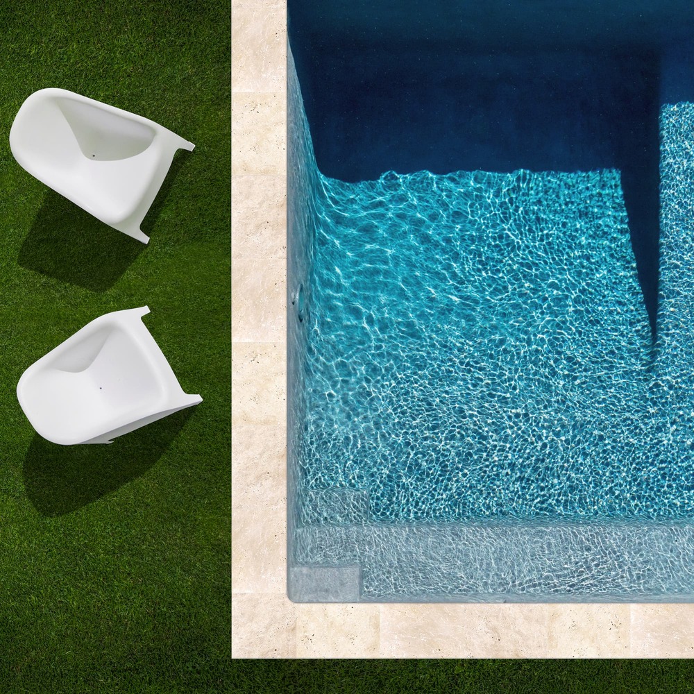 Kit complet | margelles pour piscine 10x5m en travertin beige light (+ colle, joint, hydrofuge ...)