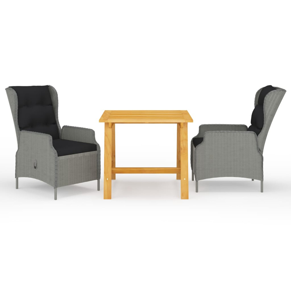 Ensemble à manger de jardin 3 pcs gris clair