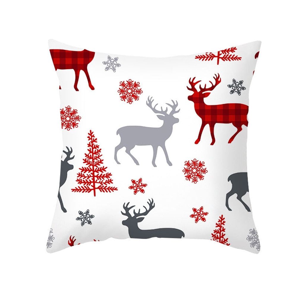 Housse de coussin de noël - renne et père noël