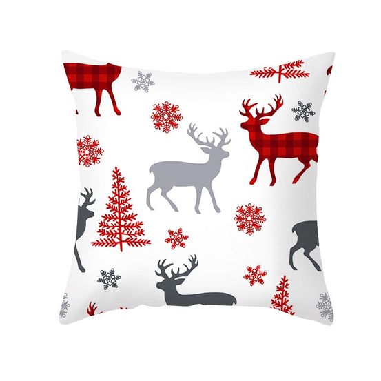 Housse de coussin de noël - renne et père noël