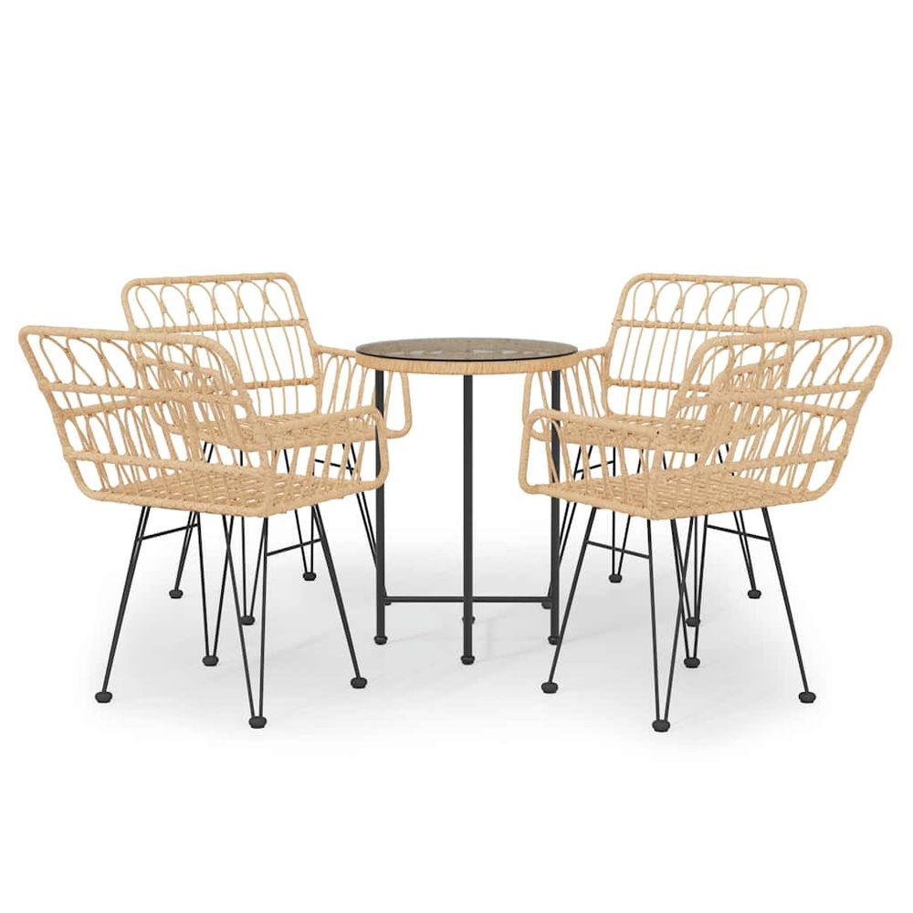Ensemble à manger de jardin 5pcs résine tressée