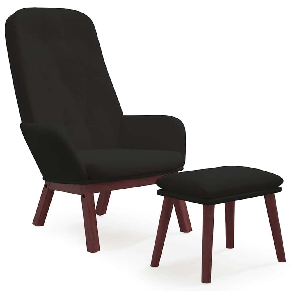 Chaise de relaxation avec repose-pied noir velours