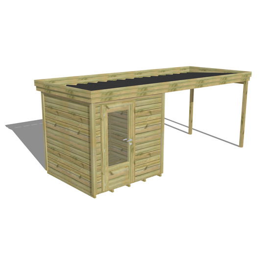 Abri de jardin bois pin traité autoclave 27mm - 5,64x2,14m / 12m2 - bac acier - plancher bois