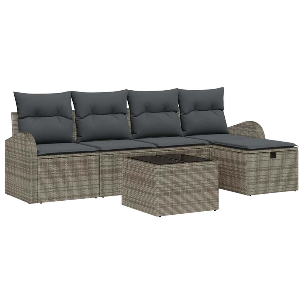 Ensemble de canapé de jardin 6 pc gris polyrotin