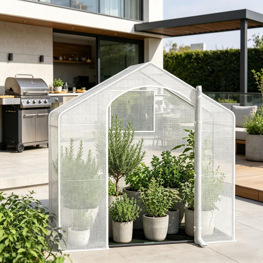 Serre de jardin bâche pe acier pour terrasse balcon protection hivernage 200x80x200cm blanc - comfortxl outdoor living