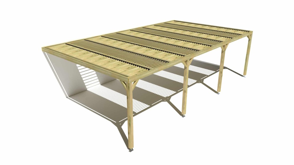 Pergola bois • 9m x 5m • adossée • sens profondeur • lames orientables bioclimatiques incluses • livraison comprise