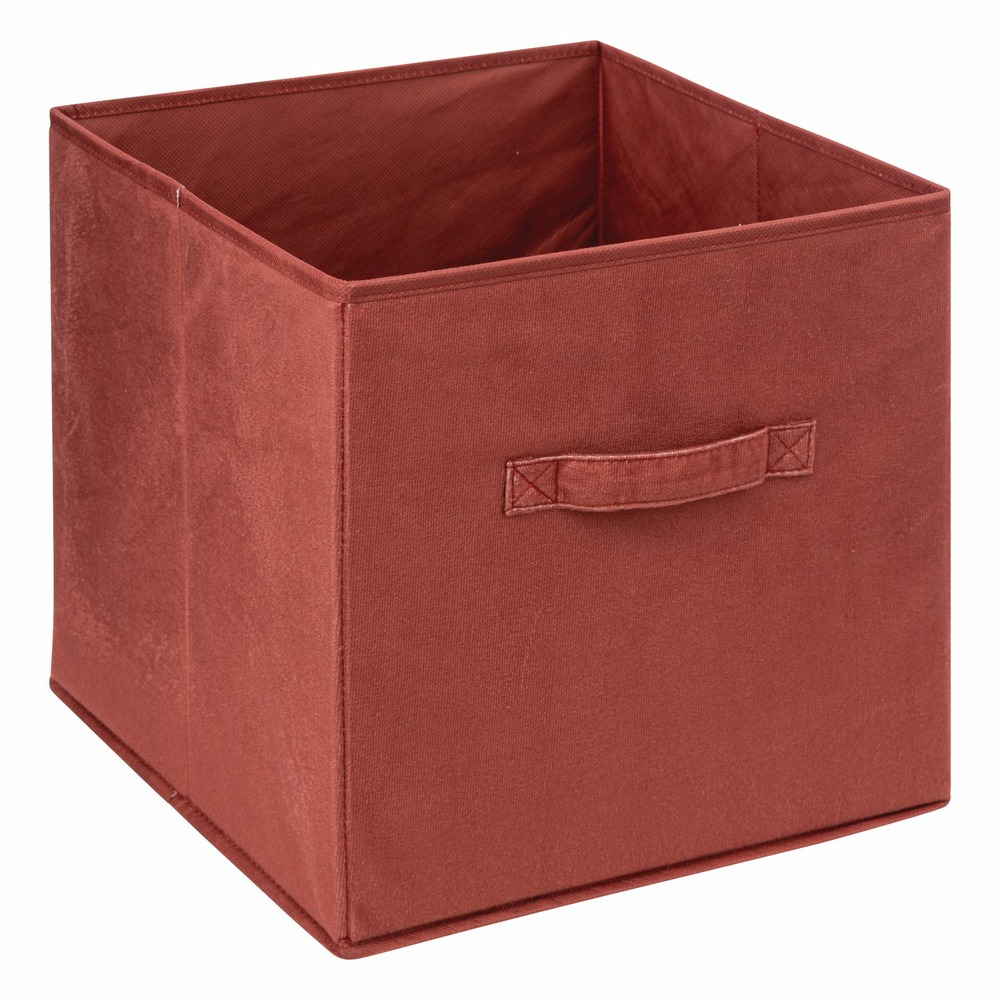 Boîte de rangement en velours mix 'n modul - l.31 x l.31 x h.31 cm - terre de sienne