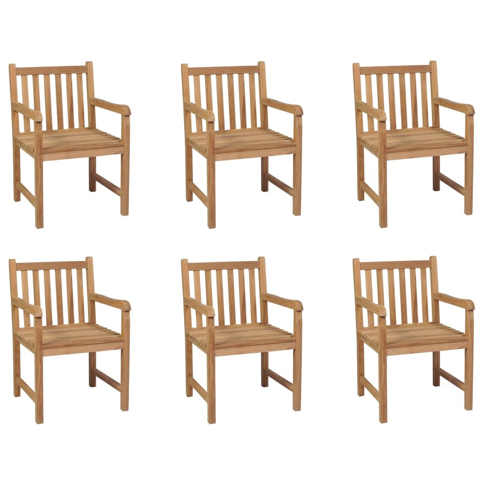 Chaises d'extérieur 6 pcs bois de teck solide