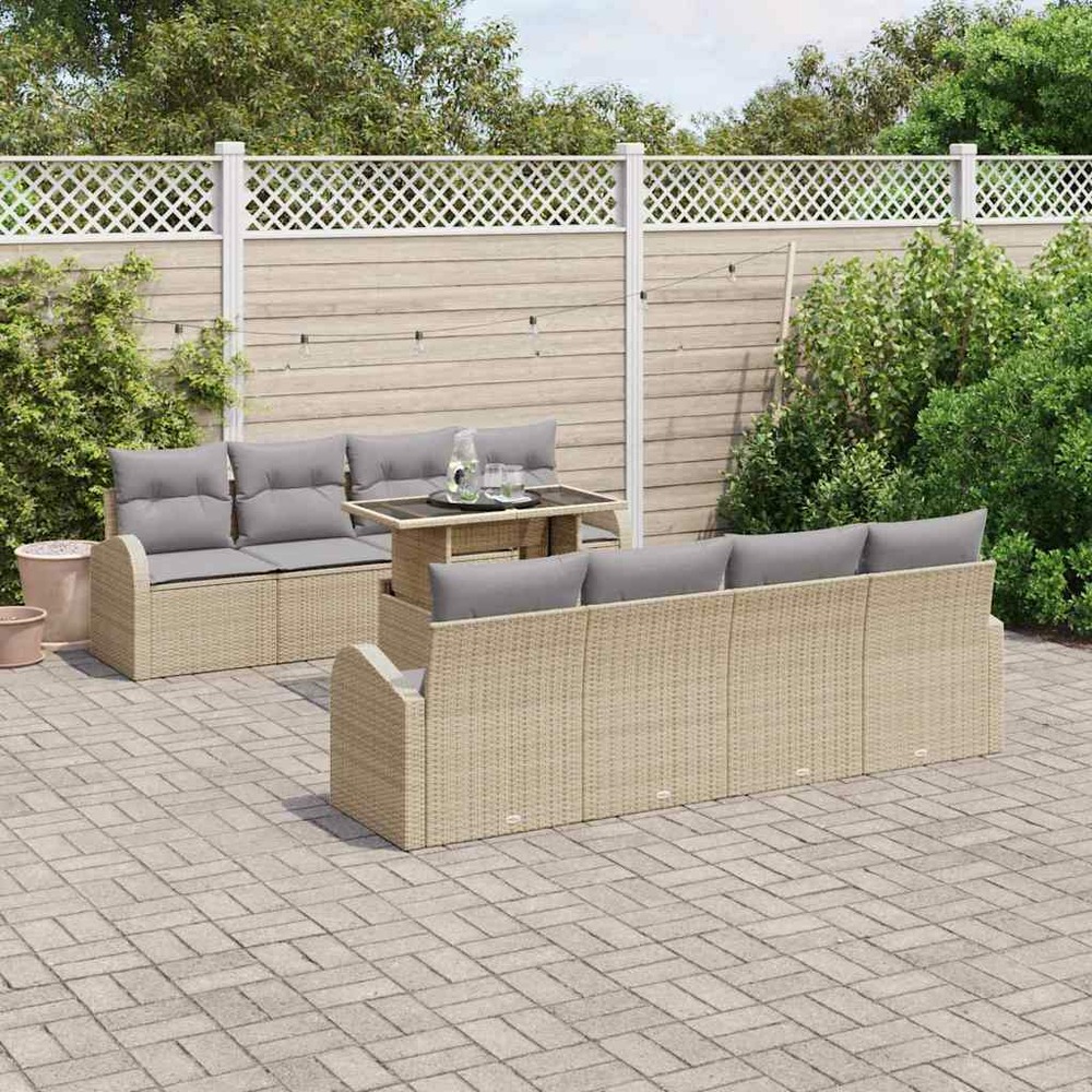 Ensemble de canapé de jardin 7 pcs beige poly rotin