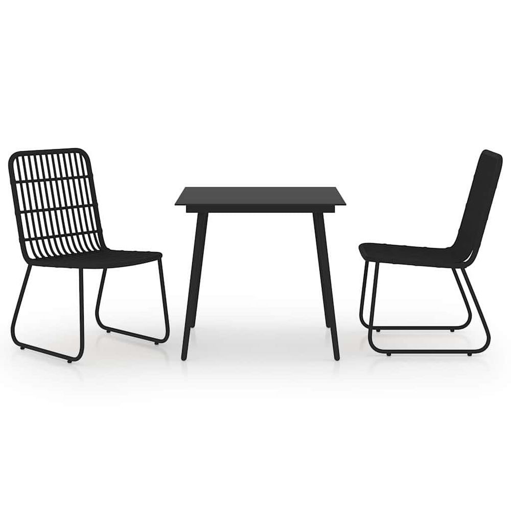 Ensemble à manger d'extérieur 3 pcs résine tressée et verre