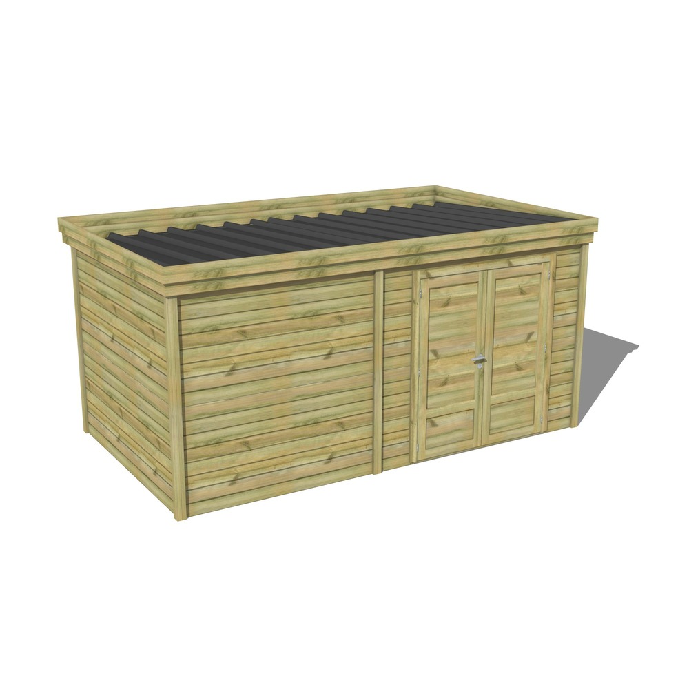 Abri de jardin bois pin traité autoclave 27mm - 4,69x2,64m / 12m2 - bac acier - abri français