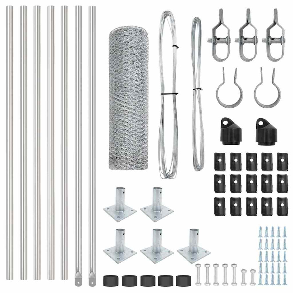 Poteau de clôture. Argenté 10 x 0,4 m (maille 13 mm) acier
