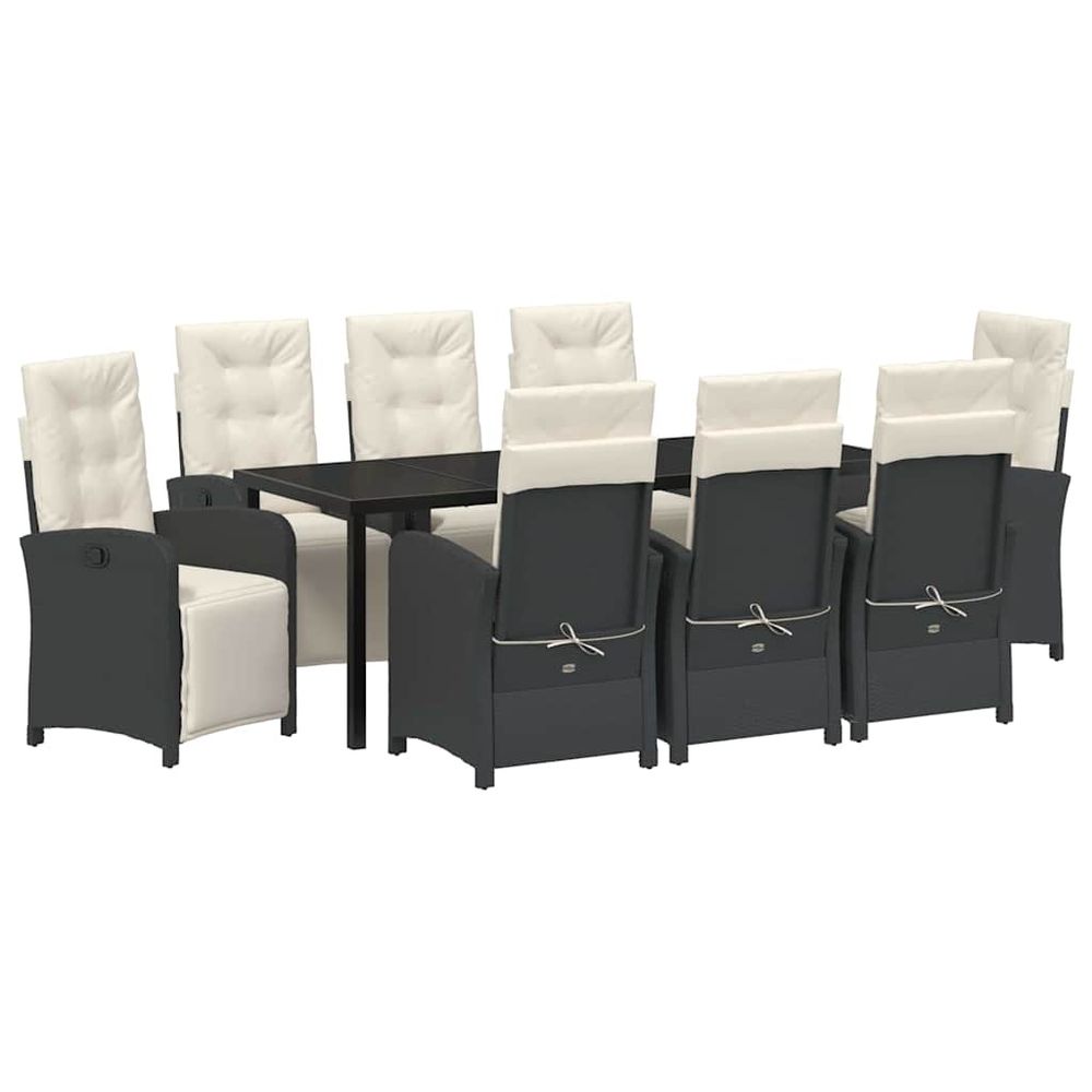 Ensemble de salle à manger pour jardin 9 pc noir polyrotin