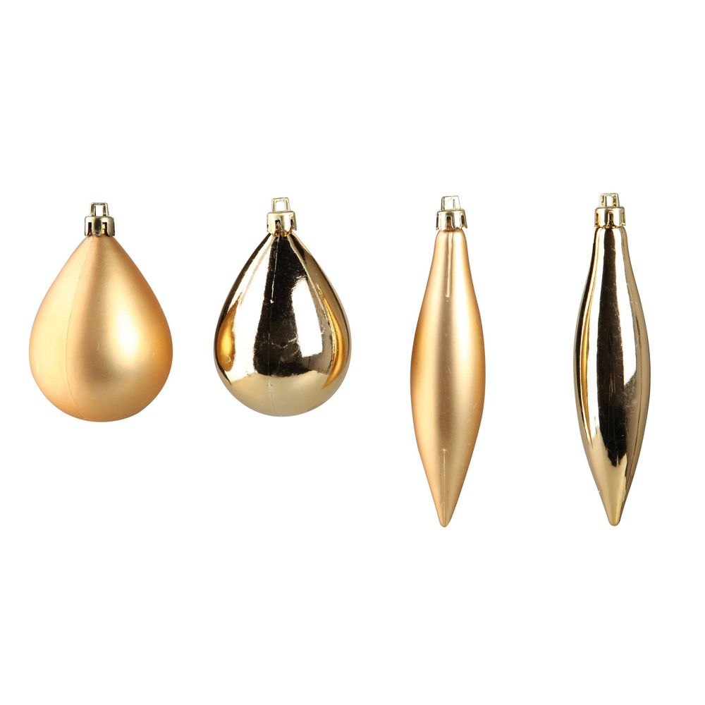 4 boules de sapin de noel olive et glacon or