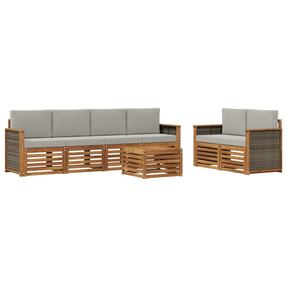 Ensemble de canapés d'extérieur 7 pc naturel et gris clair