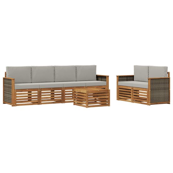 Ensemble de canapés d'extérieur 7 pc naturel et gris clair