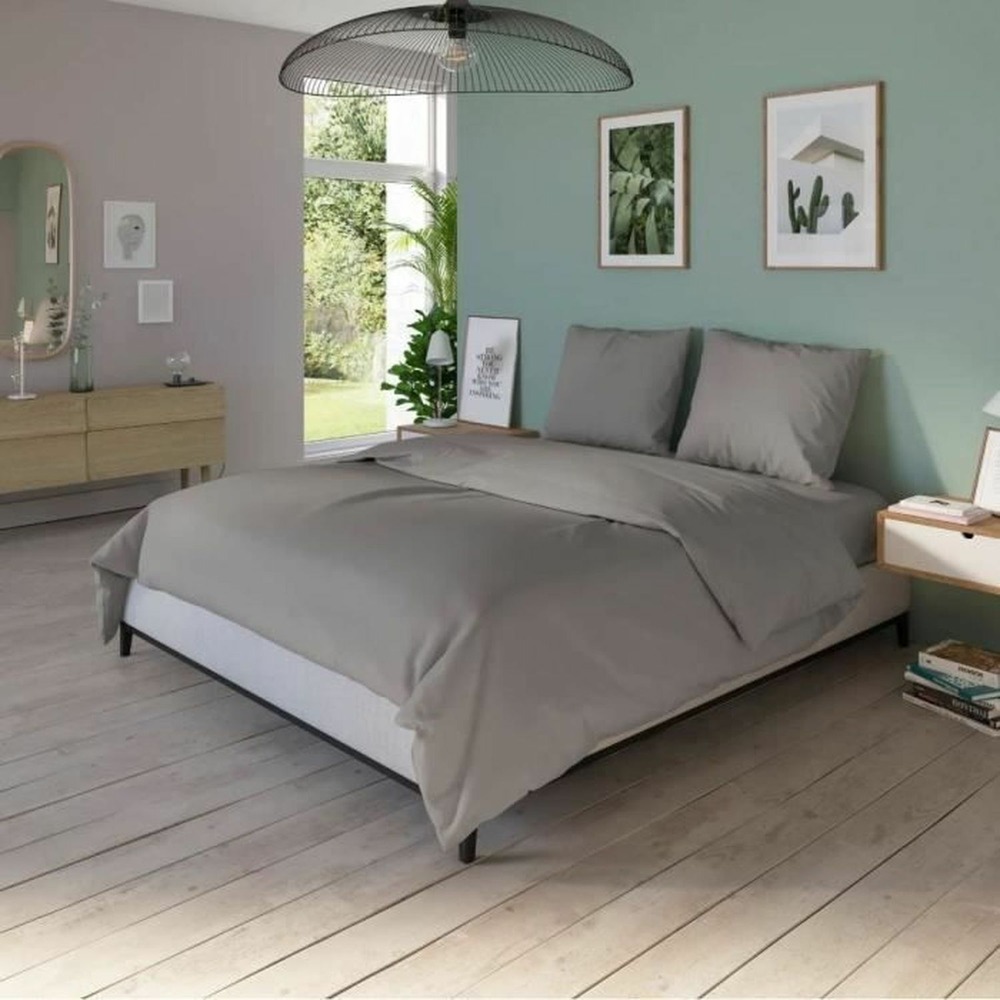 Housse de couette antibactérienne coton uni taupe 240 x 220 cm