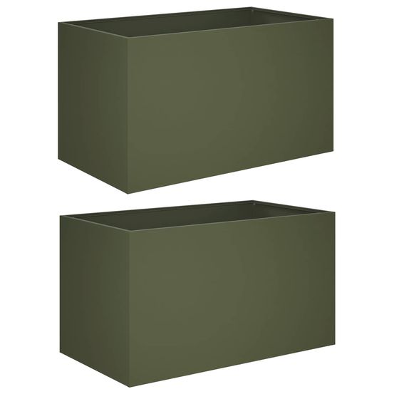 Cache-pot de jardin 2 pc vert olive 80 x 50 x 50 cm