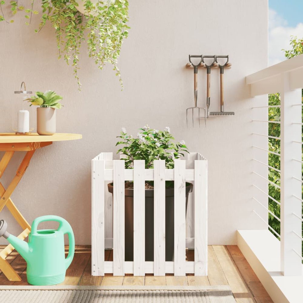 Jardinière carrée xxl 60cm en pin massif finition blanche