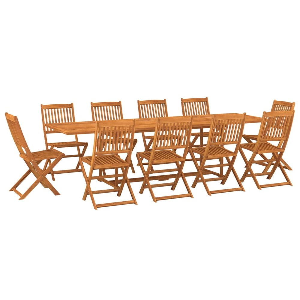 Mobilier à dîner de jardin 11 pièces bois d'acacia massif