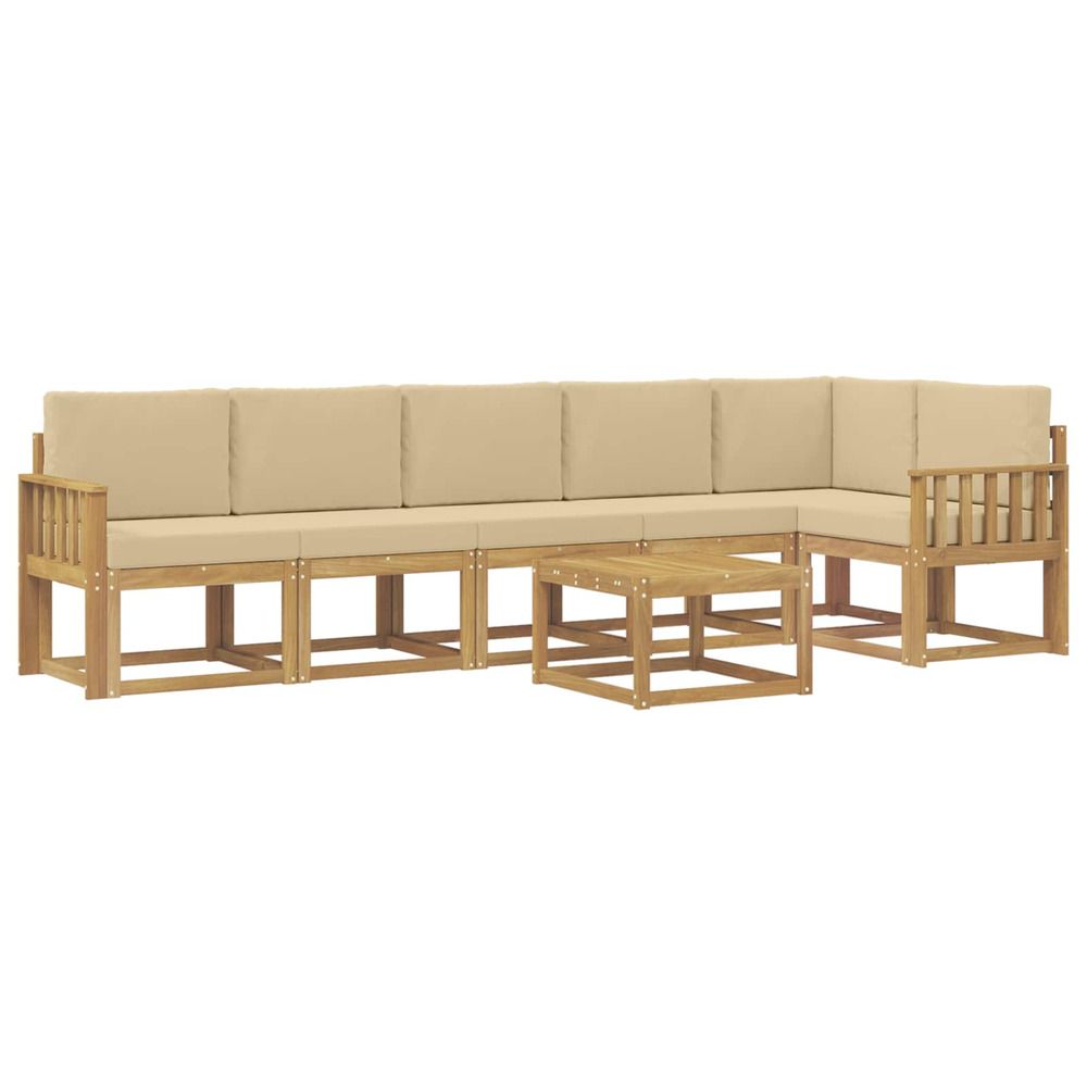Ensemble de canapés d'extérieur 7 pc blanc et beige polyester