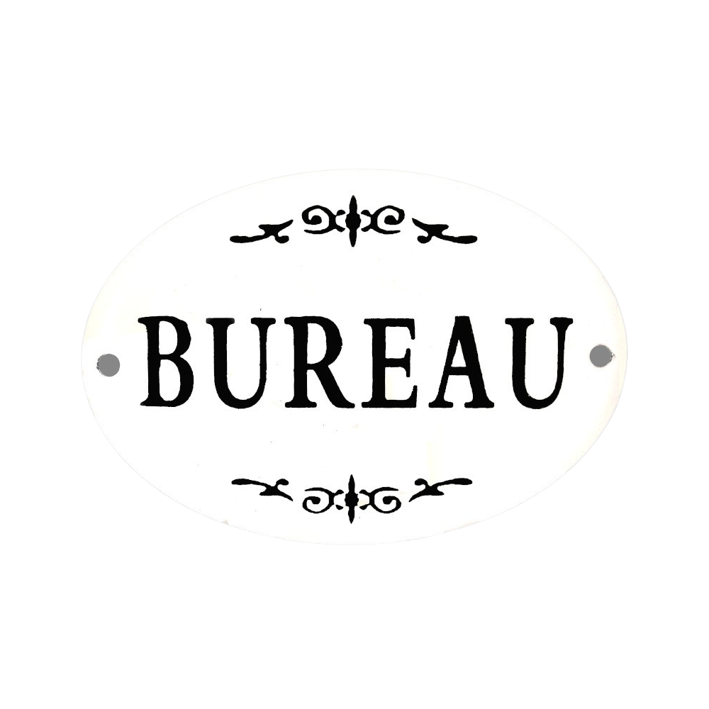 Plaque de porte décorative vintage bureau fer blanc noir 10. 5x8cm