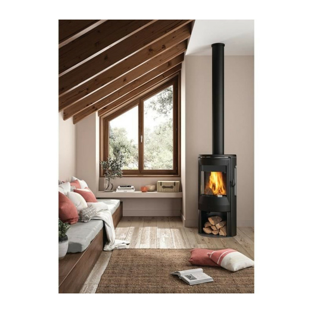 Poele a bois - invicta - neosen plus 3 vitres raccordable - 8 kw - bûches 40 cm