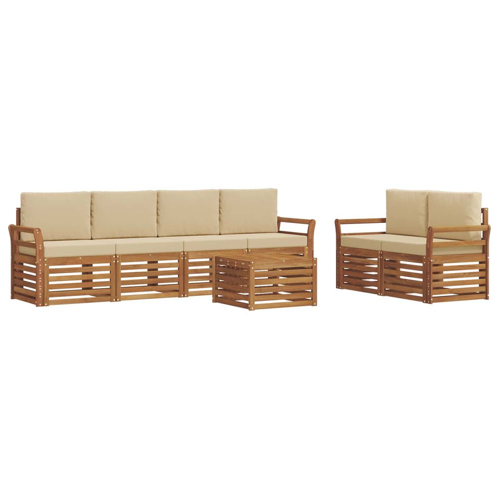 Ensemble de canapés d'extérieur 7 pc naturel et beige