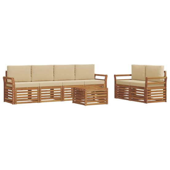 Ensemble de canapés d'extérieur 7 pc naturel et beige