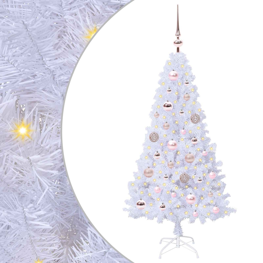 Sapin de noël artificiel avec 150 led blanc 120 cm pvc et acier