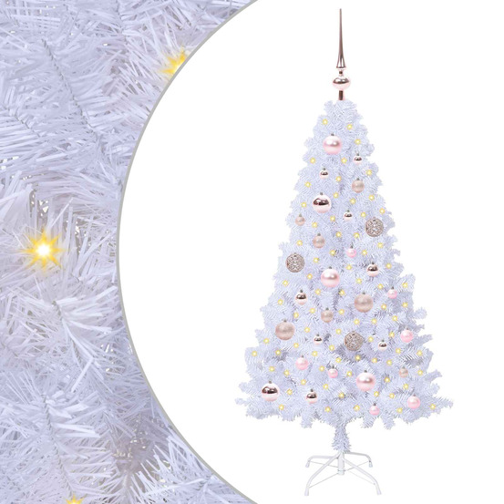 Sapin de noël artificiel avec 150 led blanc 120 cm pvc et acier