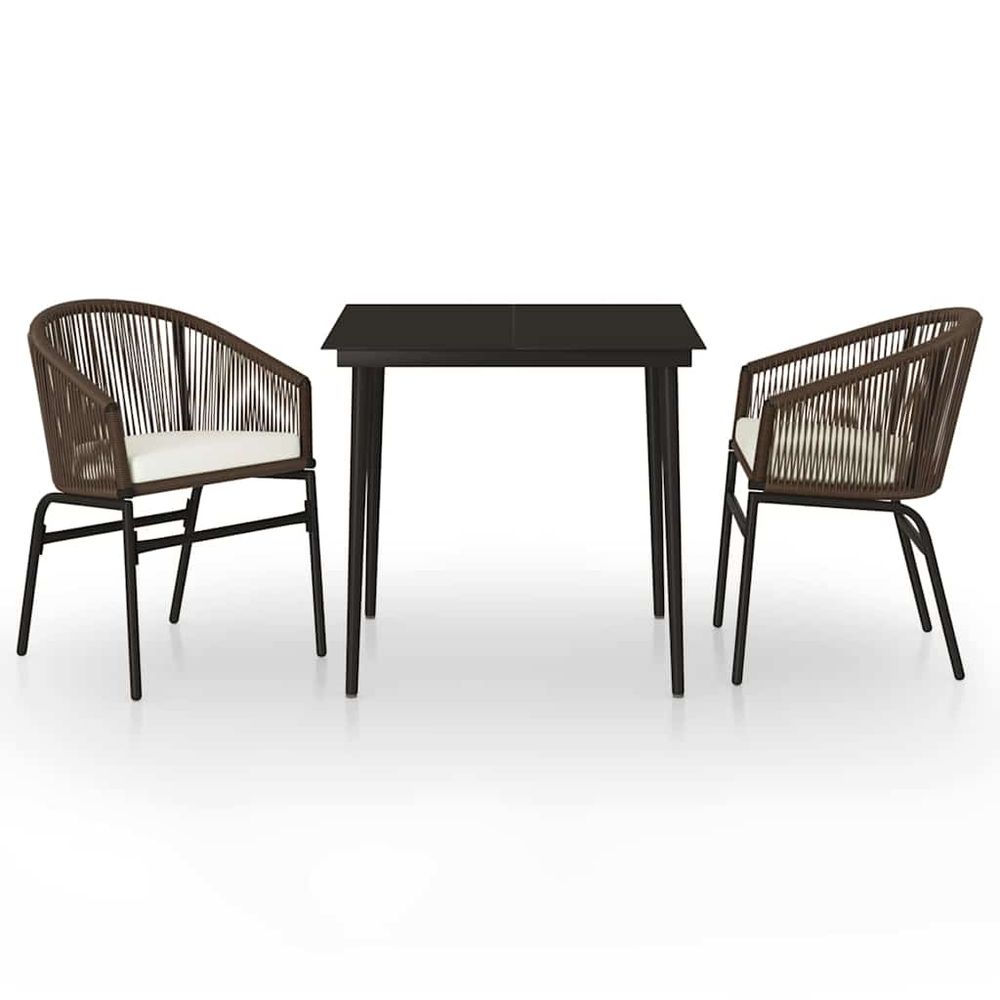 Ensemble à manger de jardin 3 pcs marron