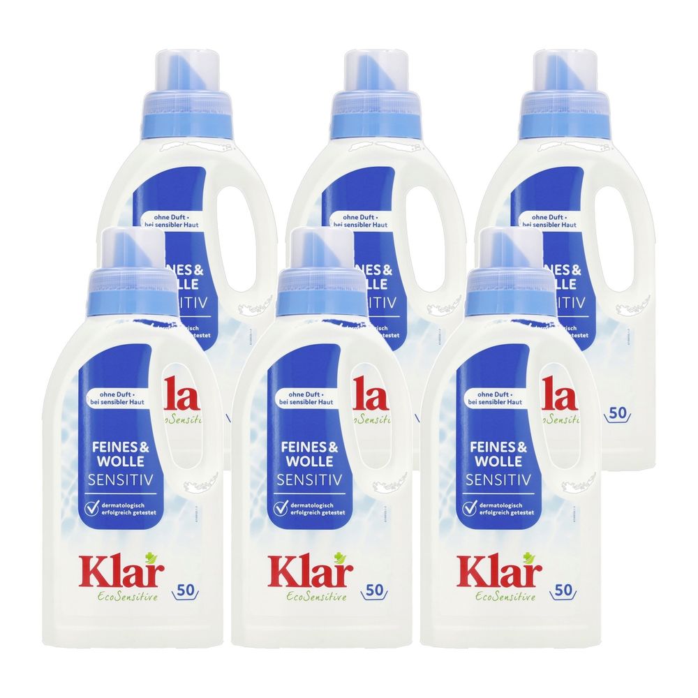Lessive laine, lessive linge délicat, 6 x 500 ml, lessive sans parfum
