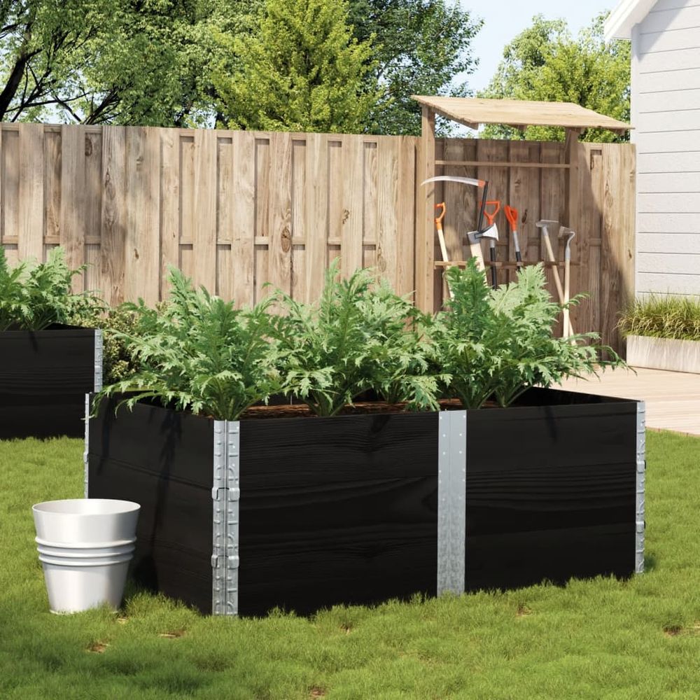 Grand bac potager surélevé empilable en pin massif – jardinière xxl modulable pour jardin moderne – 150x100cm noir