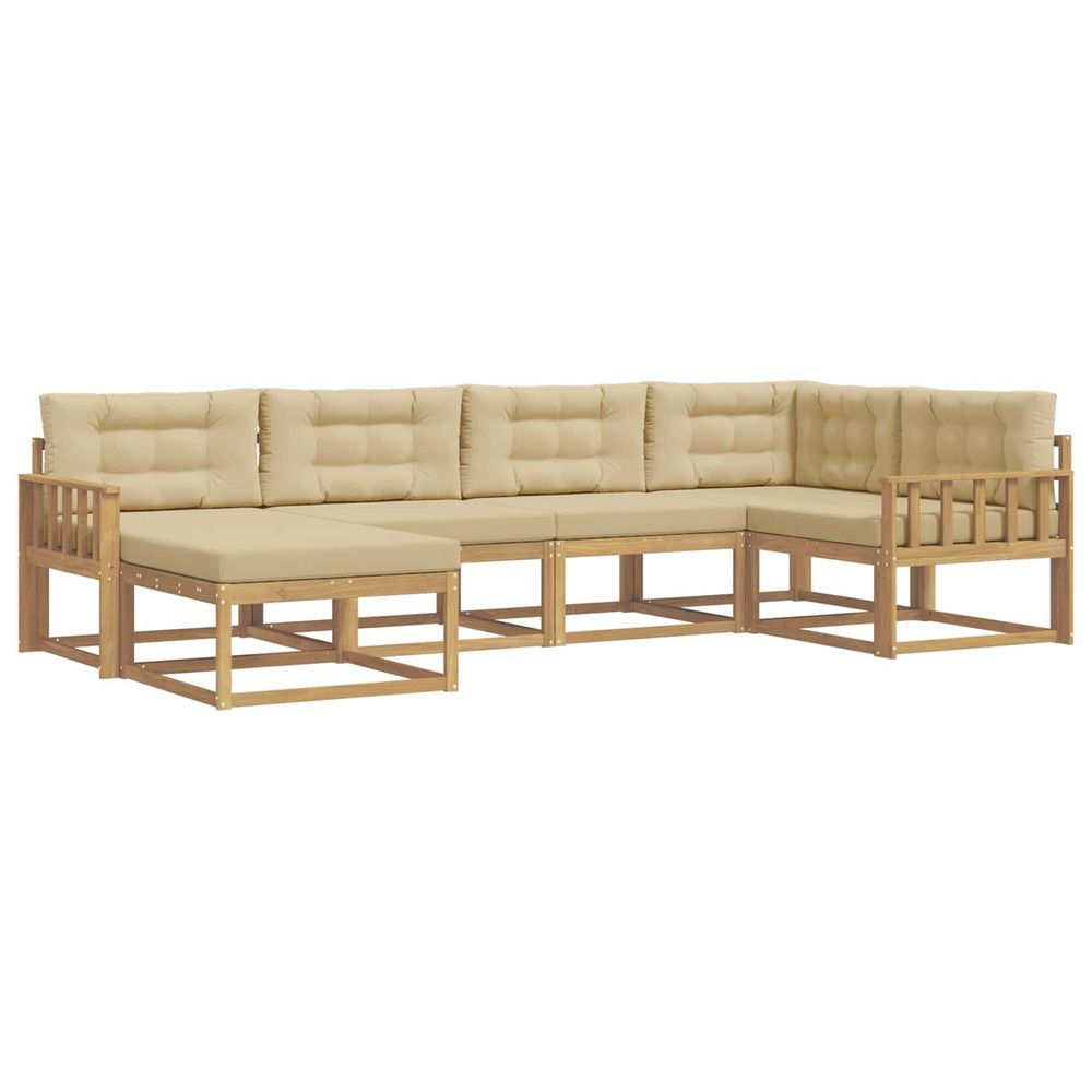 Ensemble de canapés d'extérieur 5 pc blanc et beige polyester
