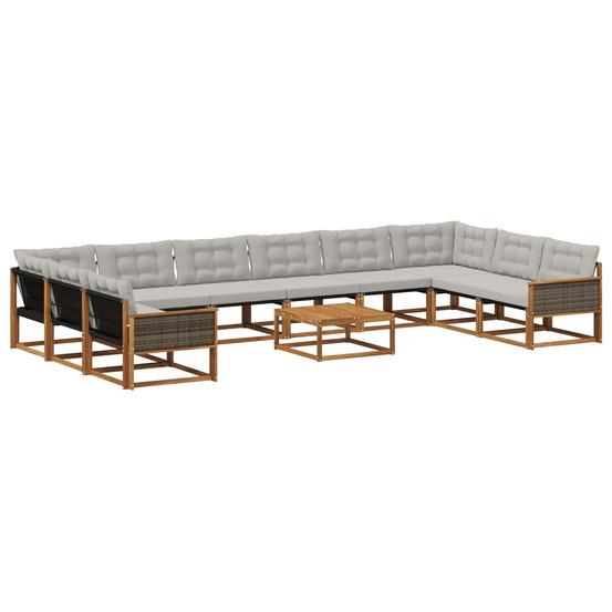 Ensemble de canapés d'extérieur 11 pcs naturel et gris clair