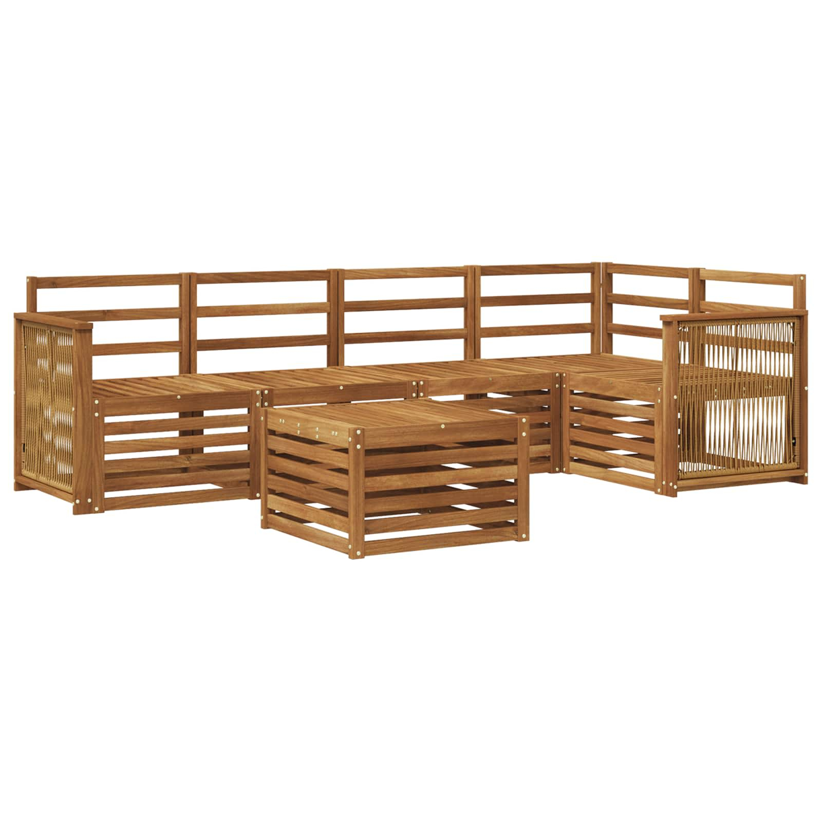 Ensemble de canapé d'angle 5 pcs naturel bois d'acacia massif
