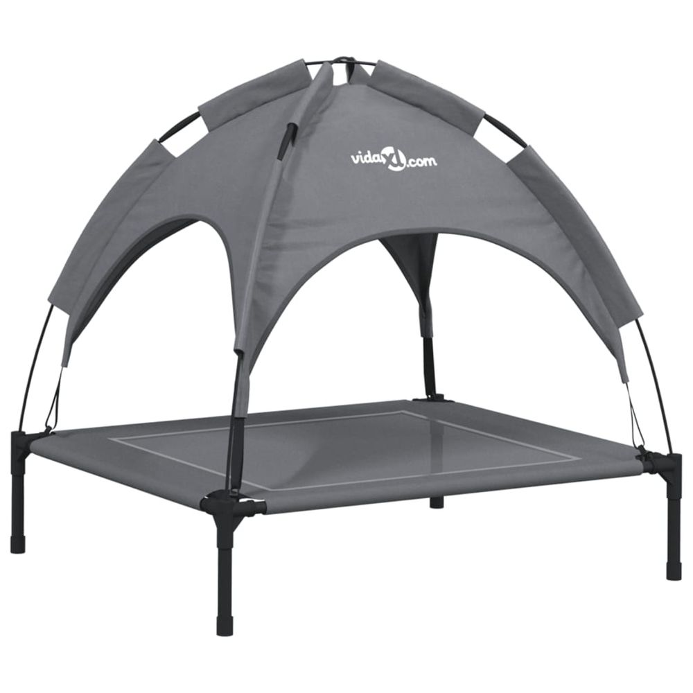 Lit pour chien avec auvent anthracite tissu oxford et acier