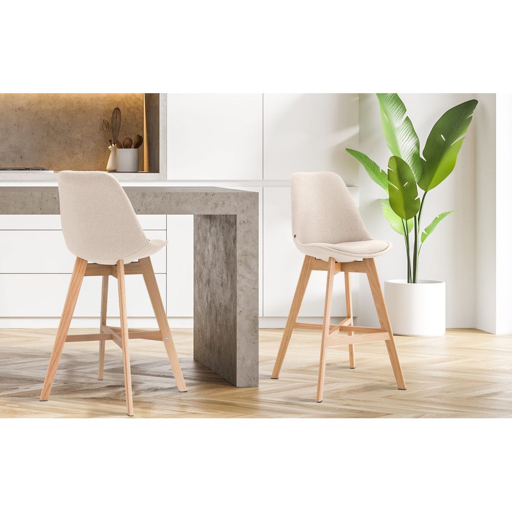 Tabouret de bar cannes tissu natura