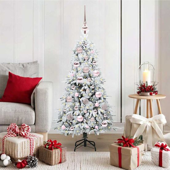 Sapin de noël artificiel réaliste 120 cm avec décorations complètes