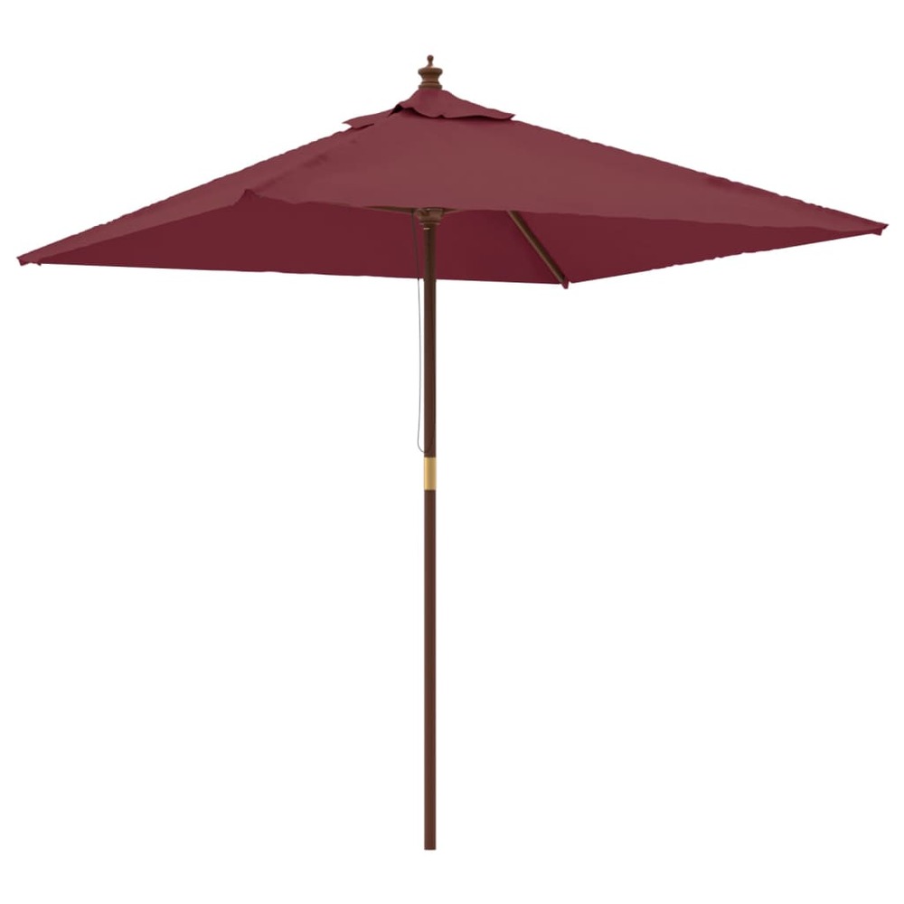 Parasol de jardin avec mât en bois 198 x 198 x 231 cm bordeaux rouge