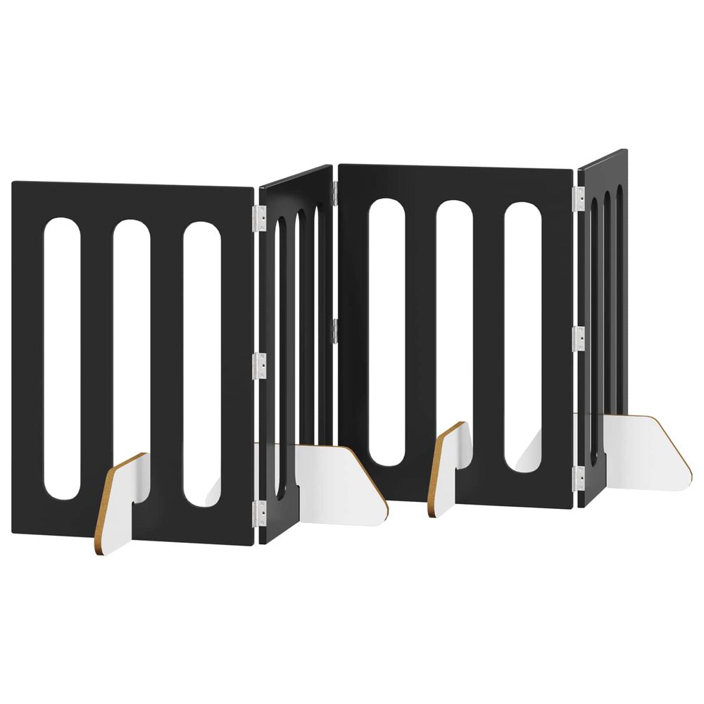 Clôture pliable pour animaux 4 pc chêne noir 201 x 38 x 70 cm