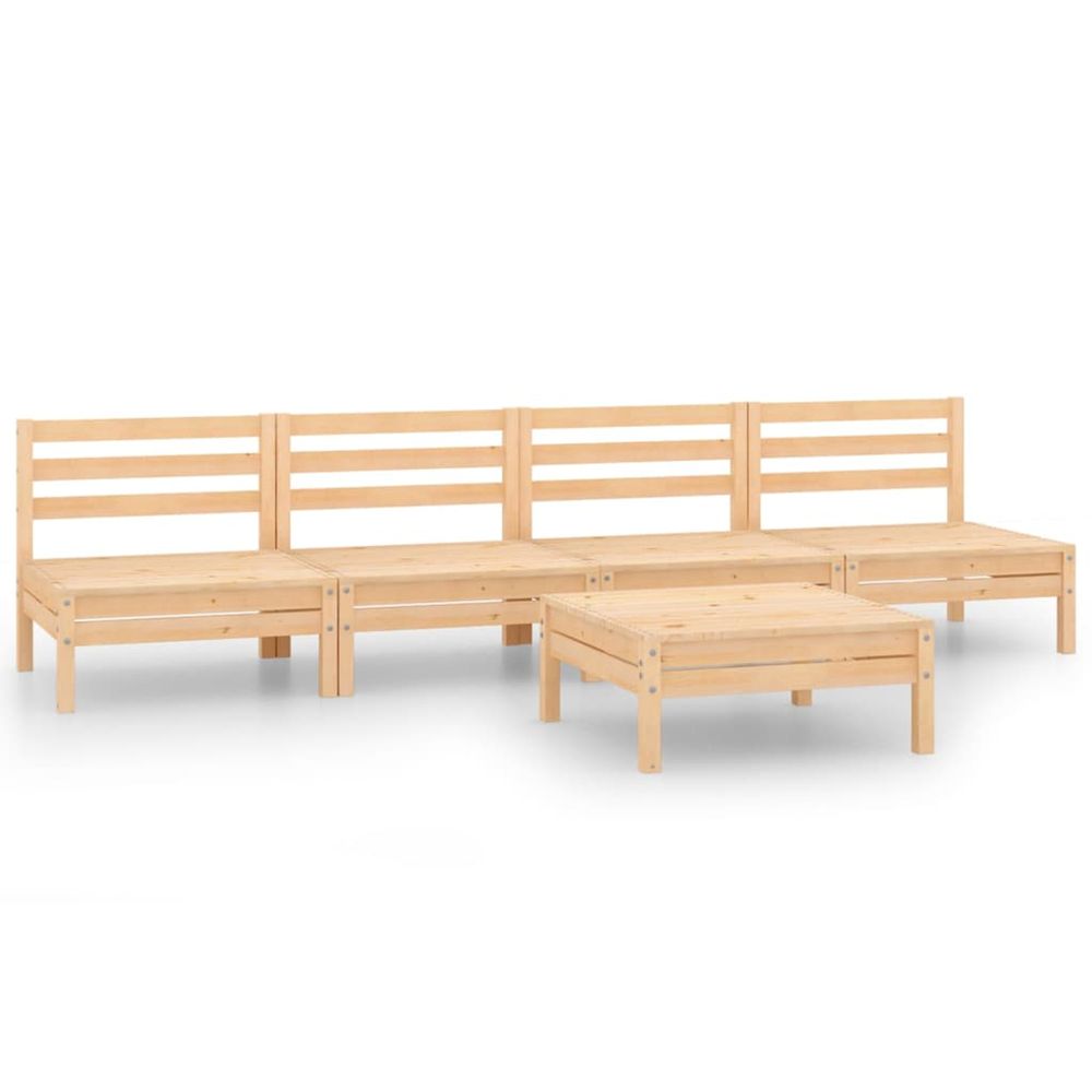 Salon de jardin 5 pcs bois de pin massif