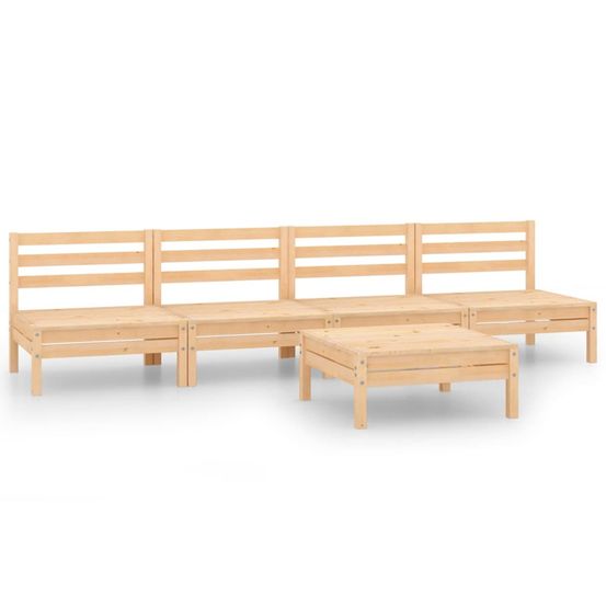 Salon de jardin 5 pcs bois de pin massif