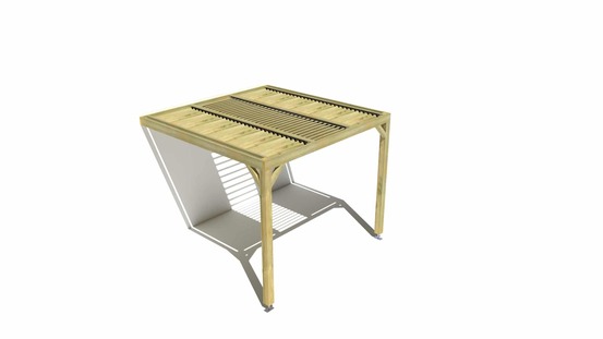Pergola bois • 3m x 3m • adossée • sens profondeur • lames orientables bioclimatiques incluses • livraison comprise