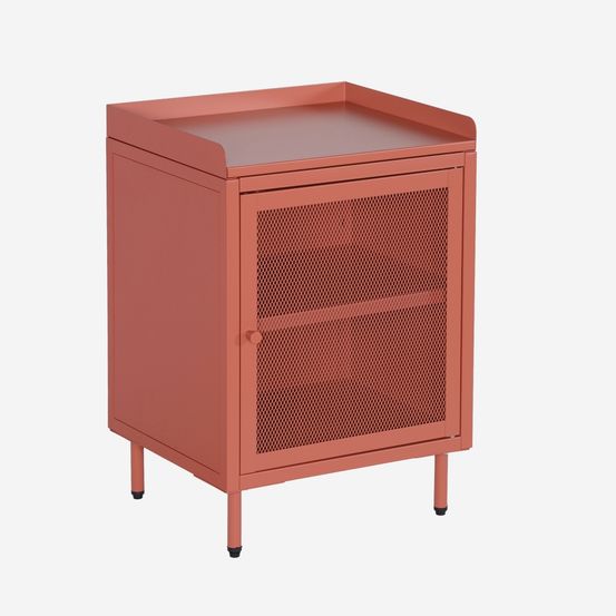 Table de chevet industrielle métal 1 porte grillagée, 40 x 37 x 58,5 cm - ohio