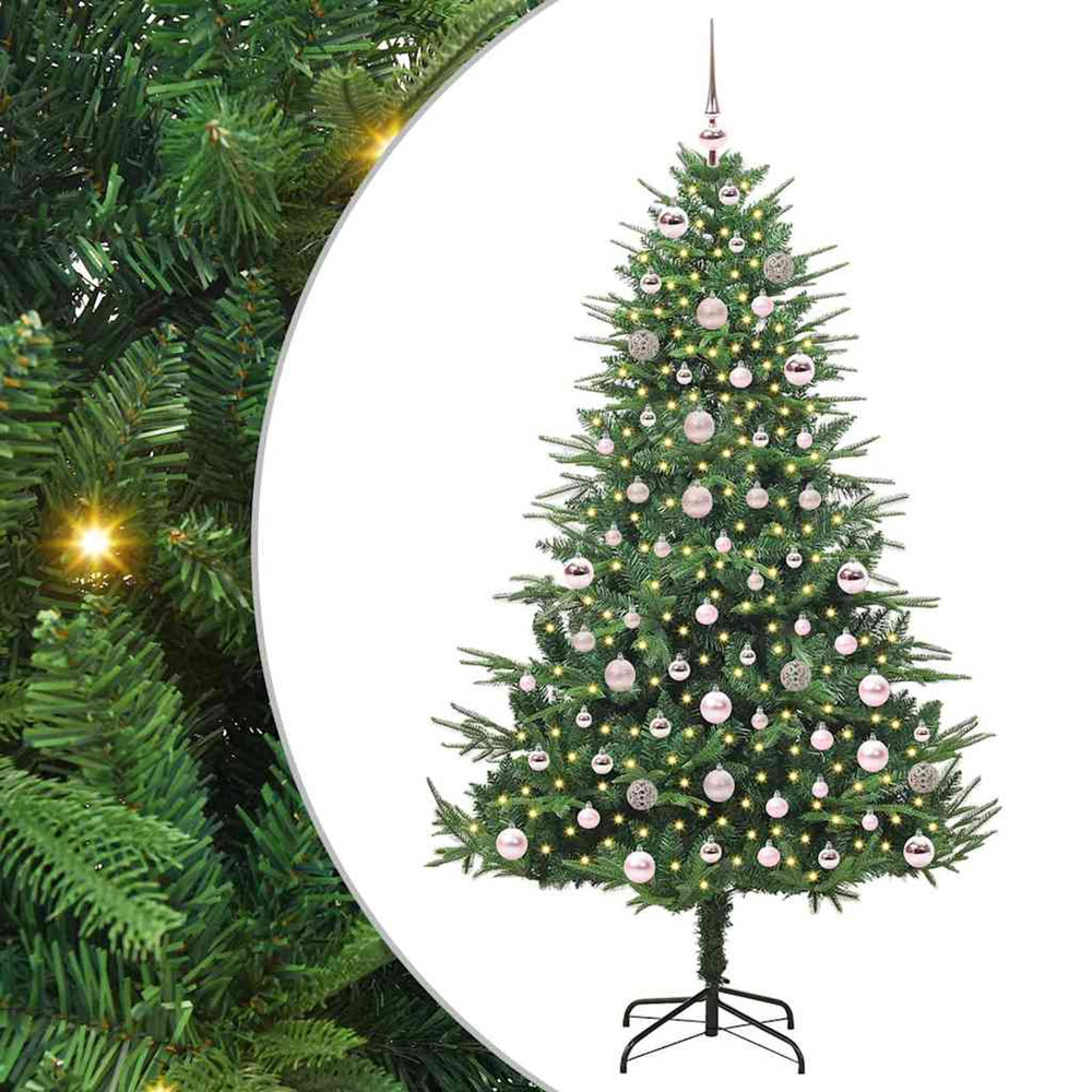 Sapin de noël artificiel pré-éclairé avec set de boules 180 cm
