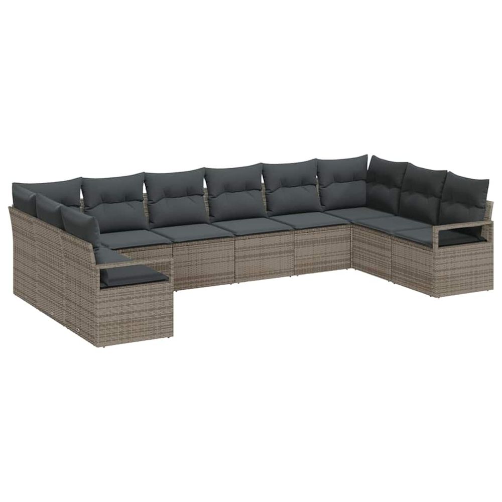 Ensemble de canapé de jardin 10 pc gris polyrotin